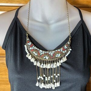 Elegant Gold and Red Statement Necklace